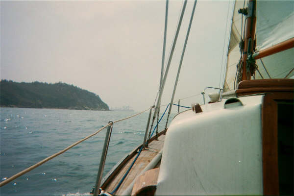 S/V Eroica on port tack off Hong Kong's Lamma Island