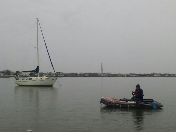 SeaFever lightly aground and Milk Run attempting kedge