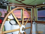 Sunset from a ship's wheelhouse