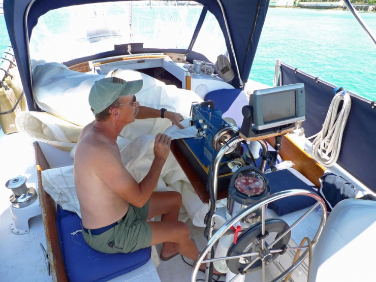 Sail Repair In The Bahamas