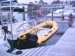 New Yellow Dnghy in New Davits