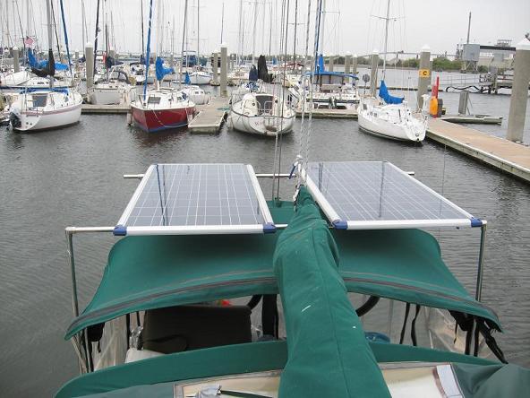 2 Of 4 130w Solar Panels Mounted Over Cockpit Enclosure