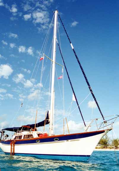 Rhapsody at anchor in Bimini