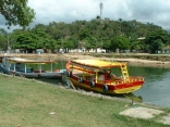 River scene with sightseeing boats in Parati