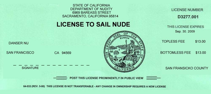 Nude Sailing License