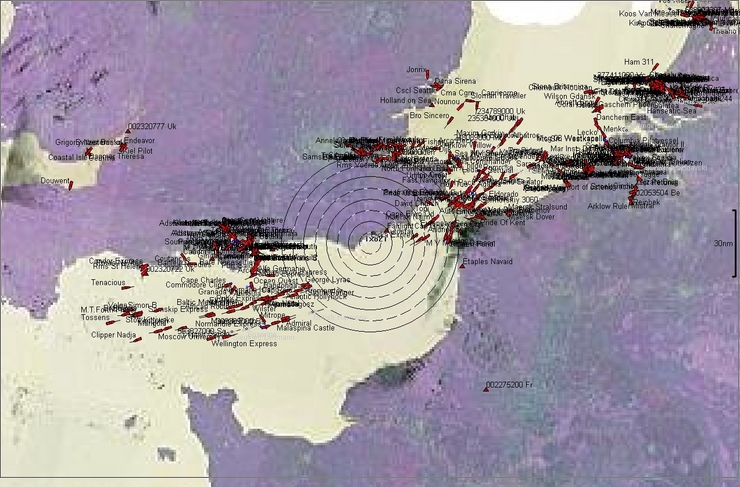 AIS data from English Channel  01 Oct 2006