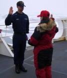 Lt. Jessica Hill swears in  Steven Duque