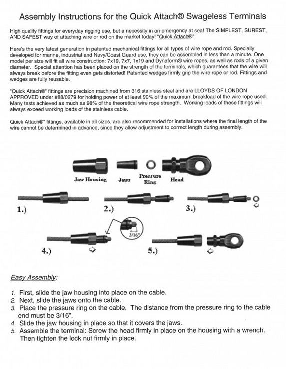 'Quick Attach' (Suncor) Swageless Terminals