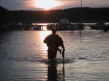 Swedish scubadiver in the sunset