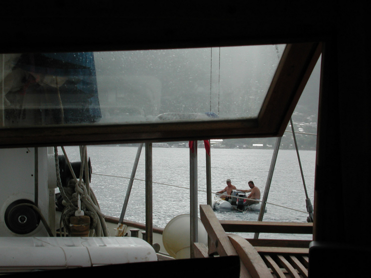 Towing Ourselves into Dominica; July 19th, 2002