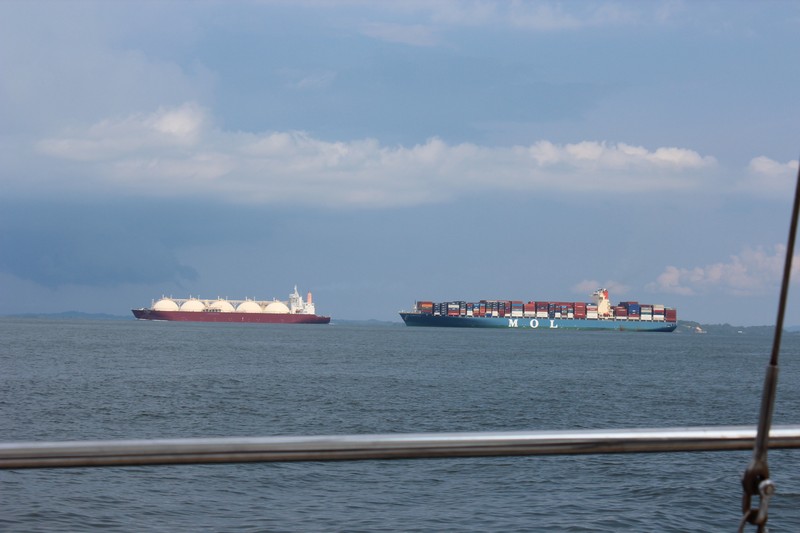 Container Shipping And LNG Tanker Malacca Strait