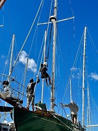 Click image for larger version

Name:	Going up the mast to put Windex on Mast Oct 31 2023 2.jpg
Views:	17
Size:	143.7 KB
ID:	285317