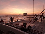 Sailing past Pi Pi at dawn