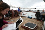 On the deck of motorsailer Palsa in the cruise around the Baltic sea