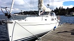 Docked at Eagle Harbor on Bainbridge Island for lunch. 
Hanse 342 "Silver Girl" Fast sailboat with a heater. Liked it.