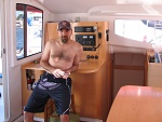 Todd at home on the boat.