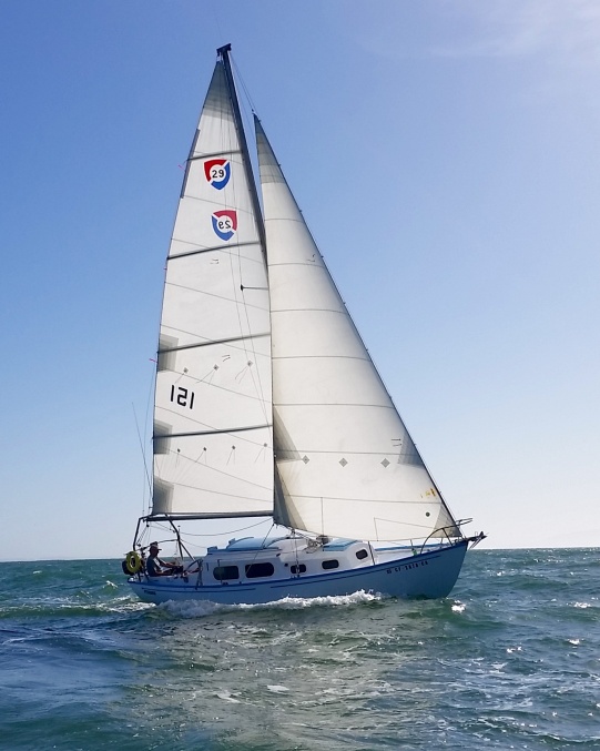 C29 on another beautiful Santa Barbara Channel afternoon. 1962, hull 37.