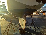 View of rudder and keel with no aperture. Clean lines make her fast.