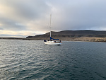 Forney's Cove, west end of Santa Cruz island. Cheoy Lee Luders 30. I would prefer anchoring in closer, especially since I anchor bow/stern, but watch...