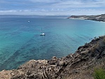 Southeast anchorage, Becher's Bay, Santa Rosa Island, looking east. Santa Cruz Island in the distance. August 2023.