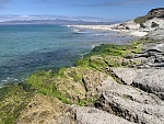 On the way to Skunk Point, Santa Rosa Island. Santa Cruz Island in the distance, looking east.