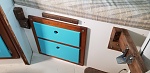 V-berth drawers and custom frame for bed conversion to full platform bed