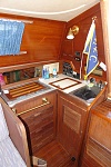 Small But fully functioning Galley with , two burner stove, Fridge, and deep sink......