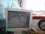 The navigation computer showing the Enterprise entering Buzzards Bay at over seven knotts.