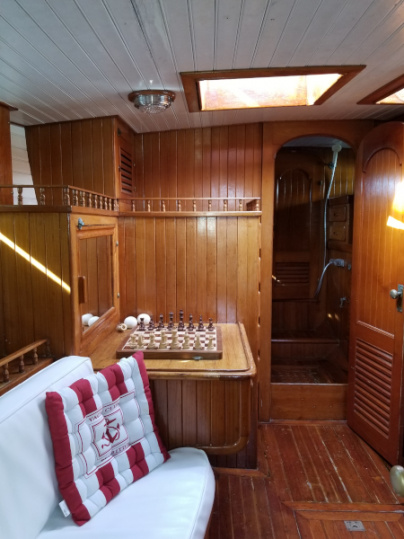 Forward State Room settee and vanity.