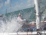 2008 GT300 Day Two  being pounded by ocean spray.. boat doing 22 knots. Steve on trap and me driving