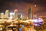 Downtown Miami at night. From Miami Bayside Marina