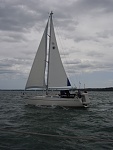 Moody 31 sailing across the Solent UK