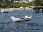 launch, G and both 019  I am rowing facing forward here, approaching the dock