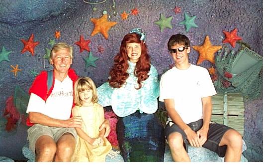 In 2000.  My kids with me at Disney World on the way south.  From left to right: Me, Diana (now 15), Ariel of Little Mermaid fame, and Christopher (now 27).