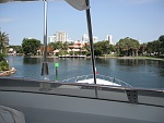 Bringing a boat up the New River, in Fort Lauderdale.