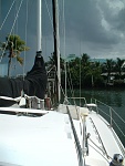 Catamaran getting ready to get underway in Palm Beach, Florida.