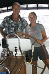 Captain Art & first mate Natalie leaving Bermuda.