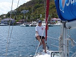 First mate ready on the anchor winch.